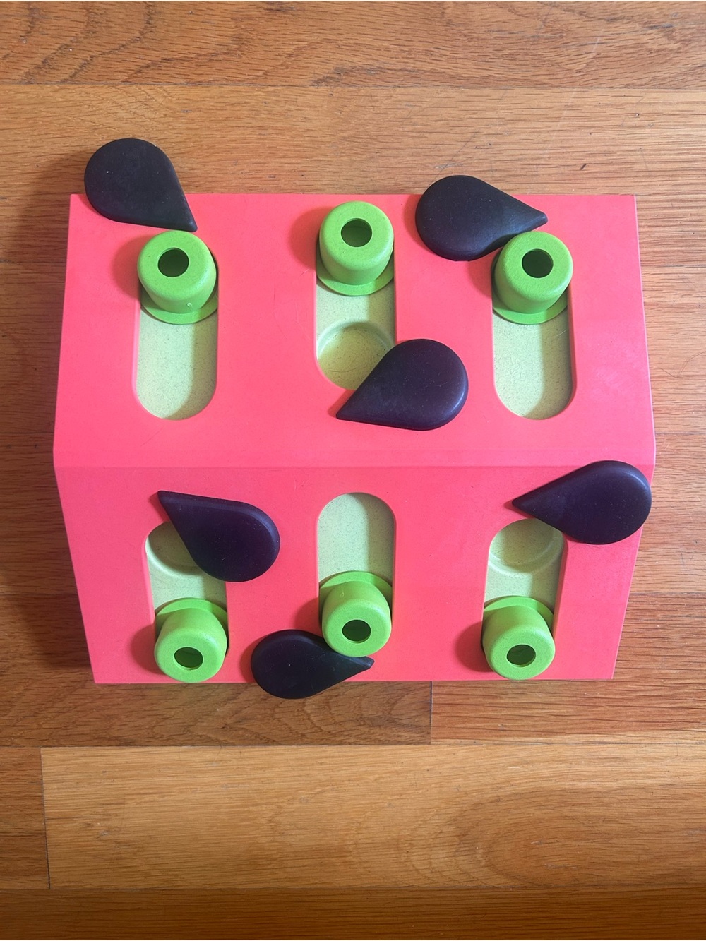Interactive Cat Puzzle Toy in Pink and Green - Hidden Treat Challenge